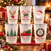 Personalized Christmas Party Cups, Family Name Holiday Favors CH07 180828