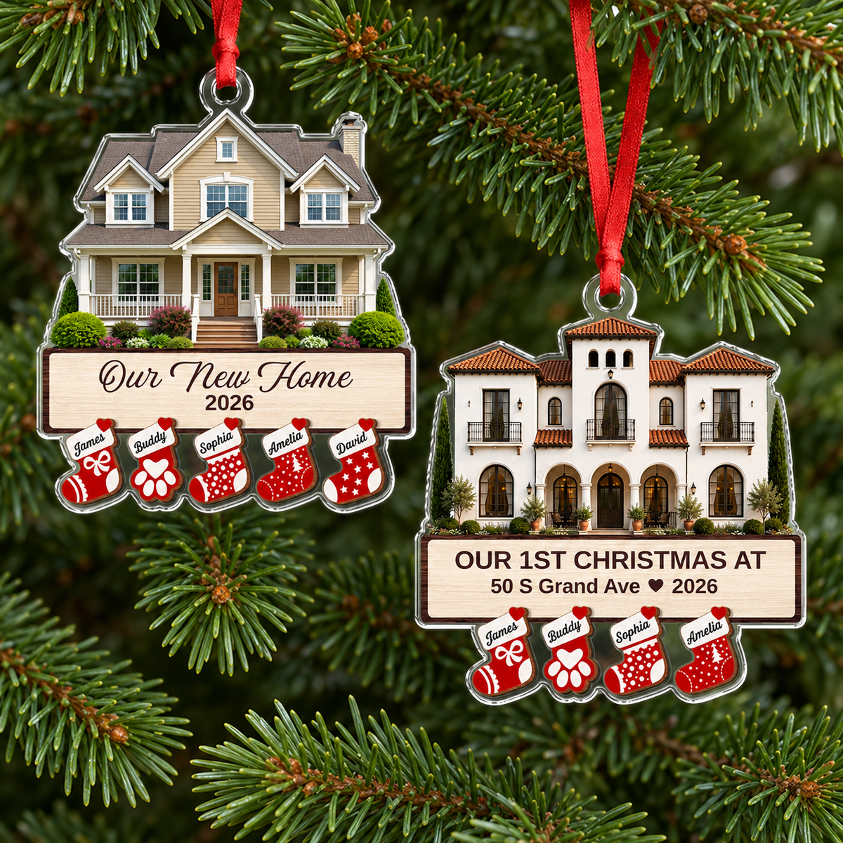 Personalized Our New Home Acrylic Ornament Christmas Tree Decor HA75 922022
