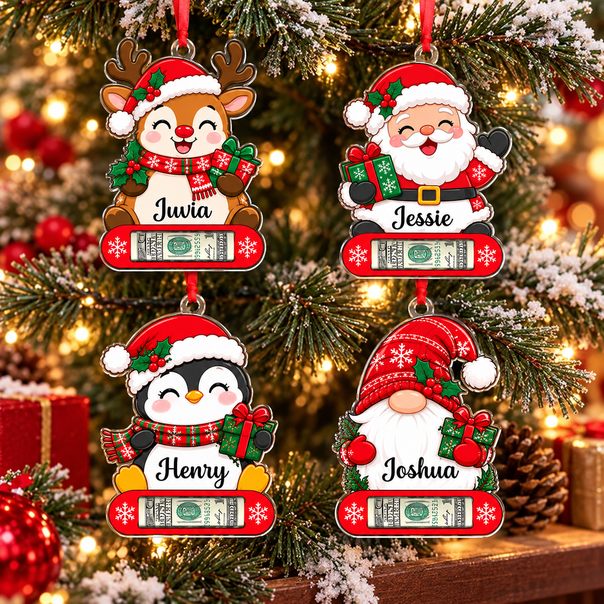 Custom Name Christmas Acrylic Money Holder Ornament Holiday Gift for Kids CH07 180854