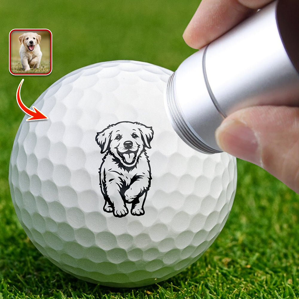 Custom Dog Photo Golf Ball Stamp Box, Golf Club Gift, Golf Lovers Gift HA75 898550
