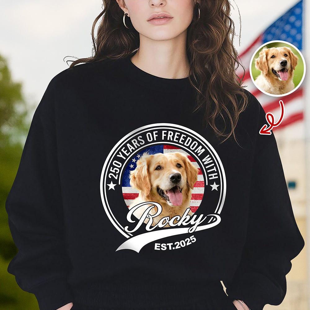 Custom Photo 250 Years Of Freedom With Dog Cat Dark Shirt HO82 894656