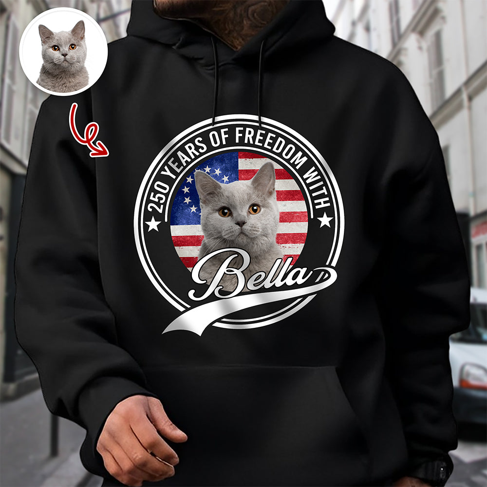 Custom Photo 250 Years Of Freedom With Dog Cat Dark Shirt HO82 894656
