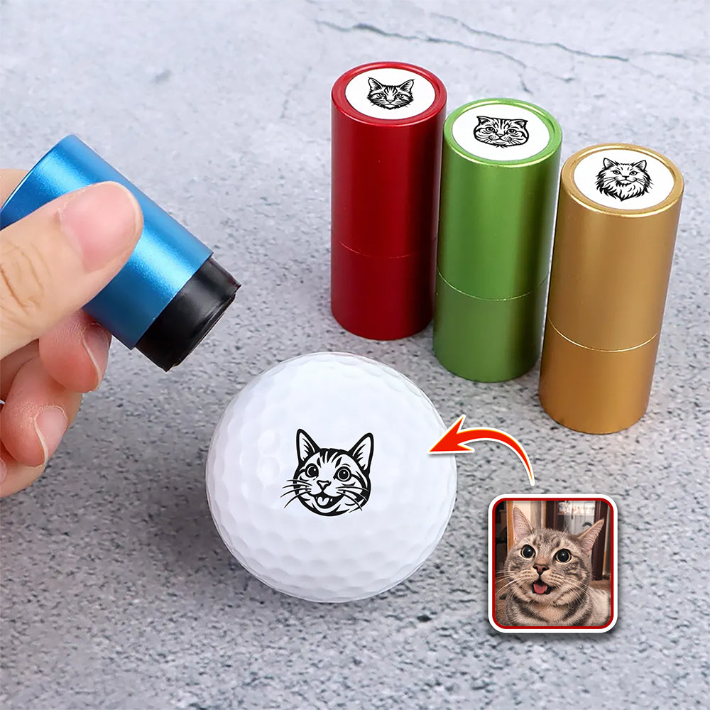 Custom Cat Photo Golf Ball Stamp Box, Golf Club Gift, Golf Lovers Gift TH10 896935