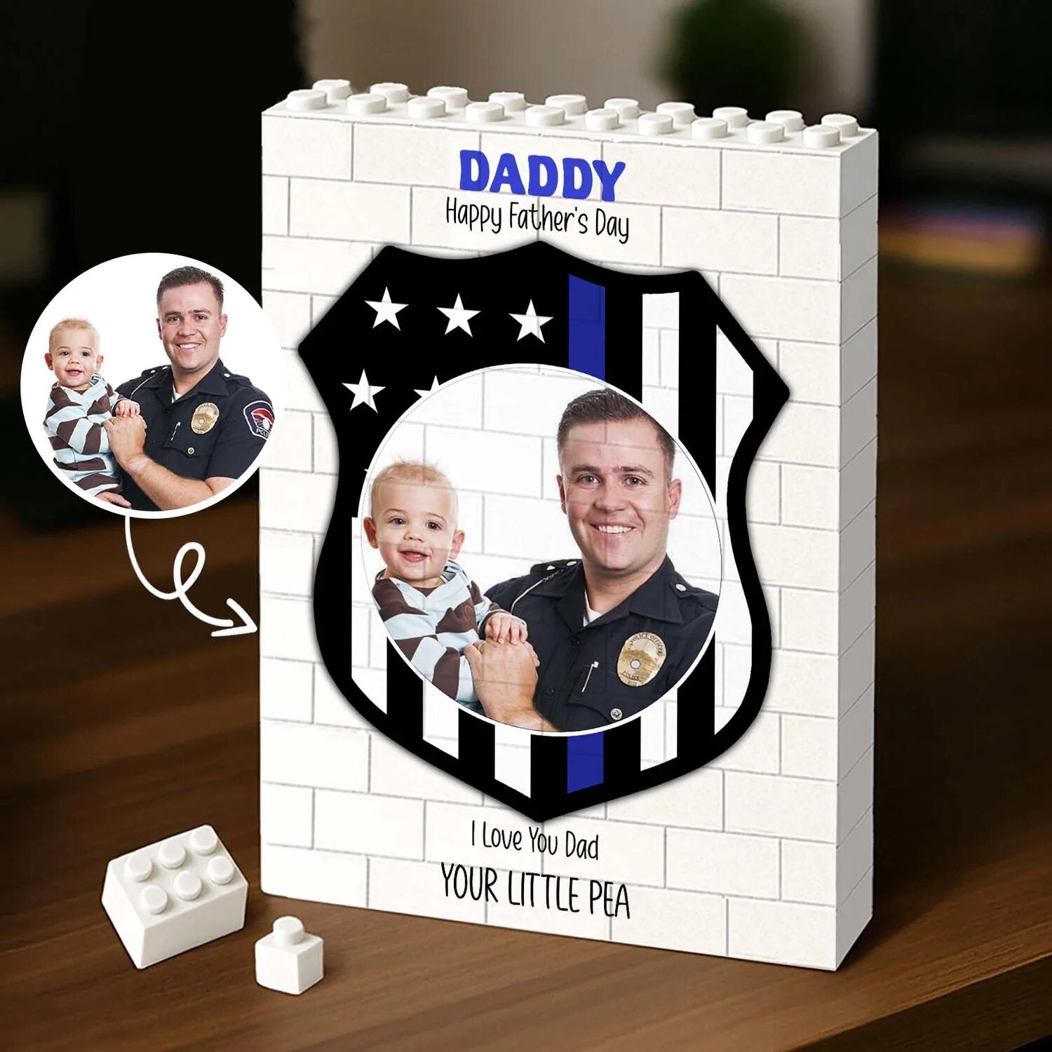 Custom Photo Brick Blocks Police Officer - Personalized Father’s Day Gift LM32 669089