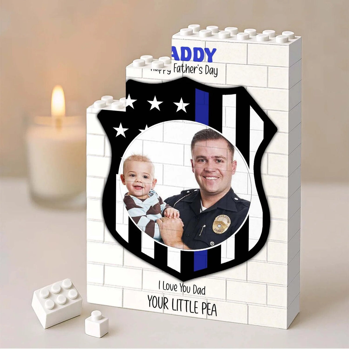 Custom Photo Brick Blocks Police Officer - Personalized Father’s Day Gift LM32 669089