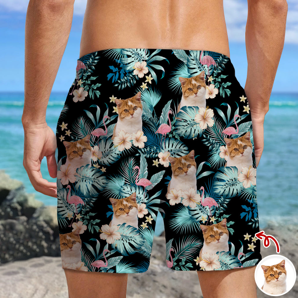 Custom Cat Photo Tropical Vacation Aloha Beach Short HO82 902458