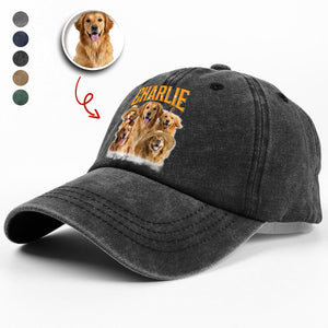 Custom Photo Retro Vintage Dog Cat Portrait Washed Denim Baseball Cap TH10 894321