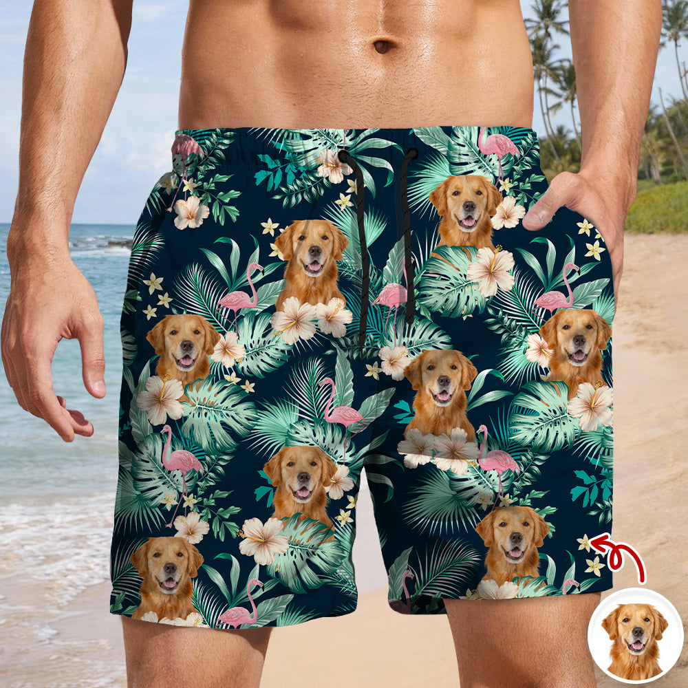 Custom Dog Photo Tropical Vacation Aloha Beach Short HO82 902388
