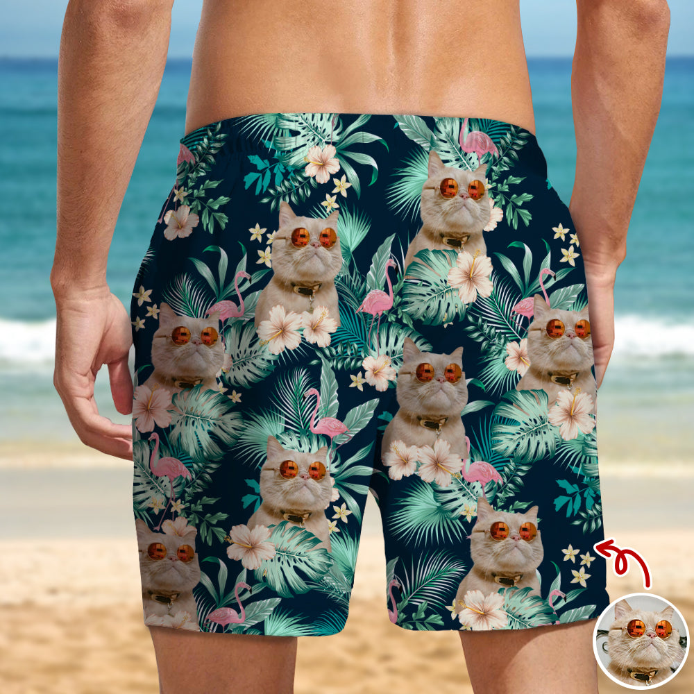 Custom Cat Photo Tropical Vacation Aloha Beach Short HO82 902458