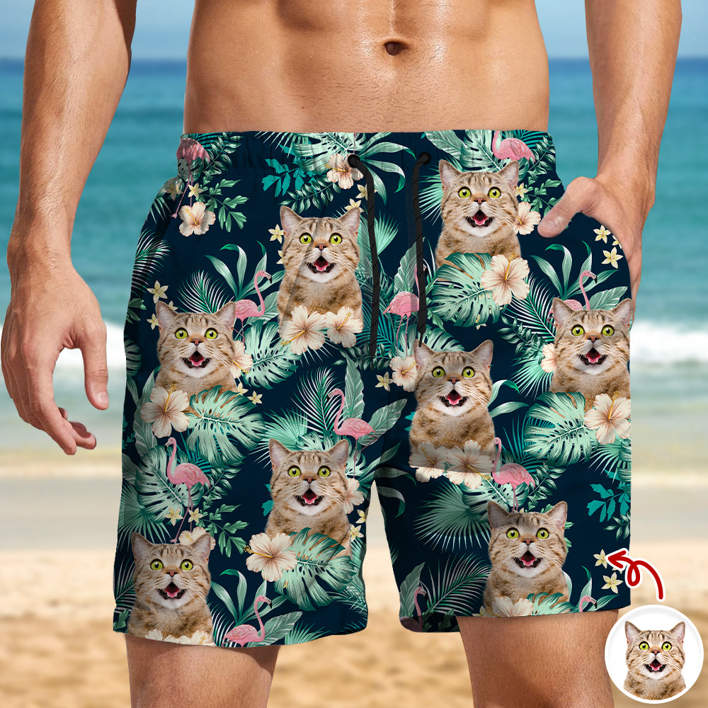 Custom Cat Photo Tropical Vacation Aloha Beach Short HO82 902458