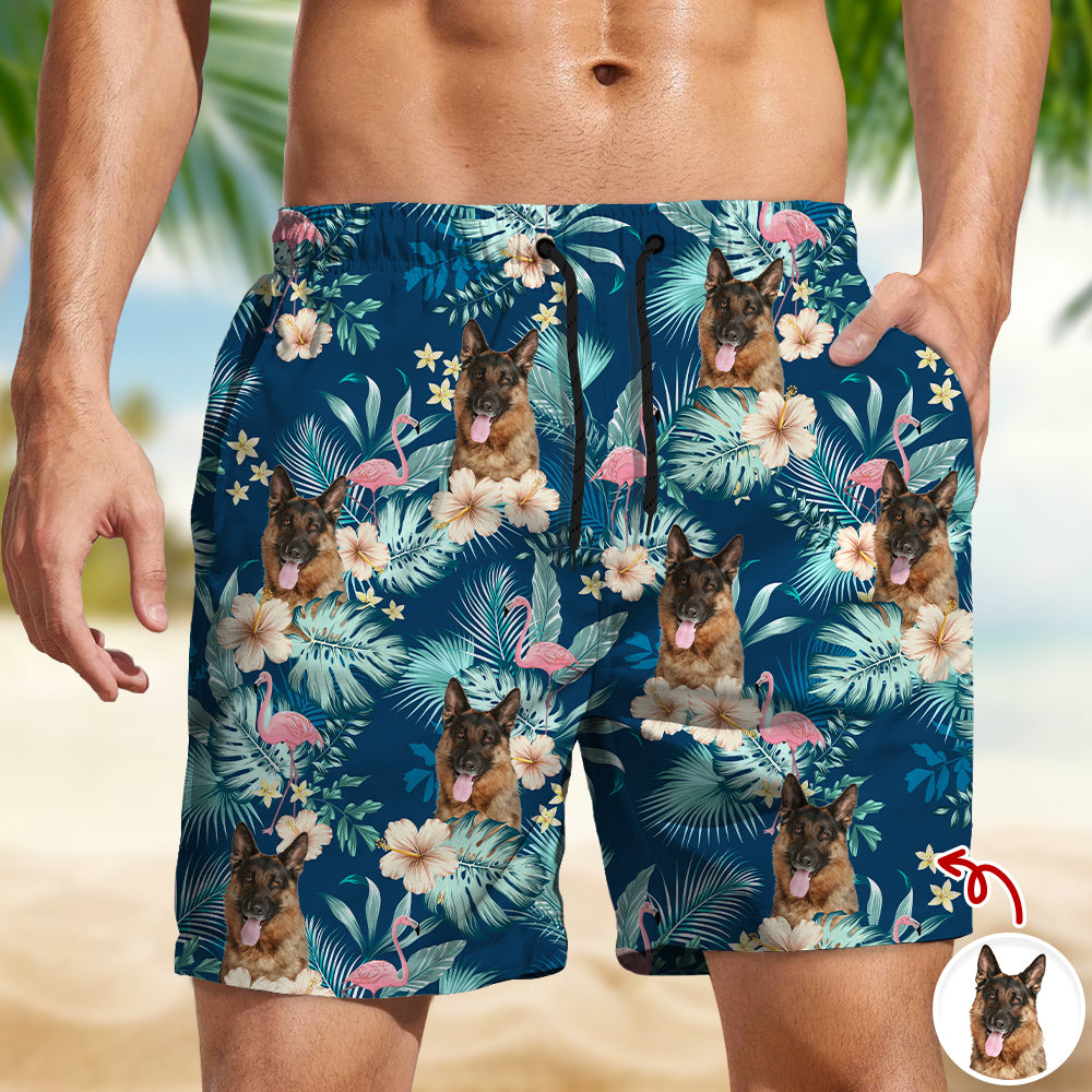 Custom Dog Photo Tropical Vacation Aloha Beach Short HO82 902388