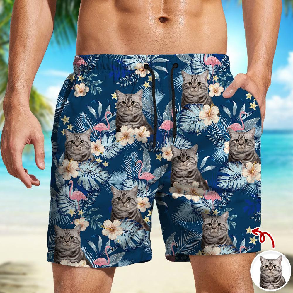 Custom Cat Photo Tropical Vacation Aloha Beach Short HO82 902458