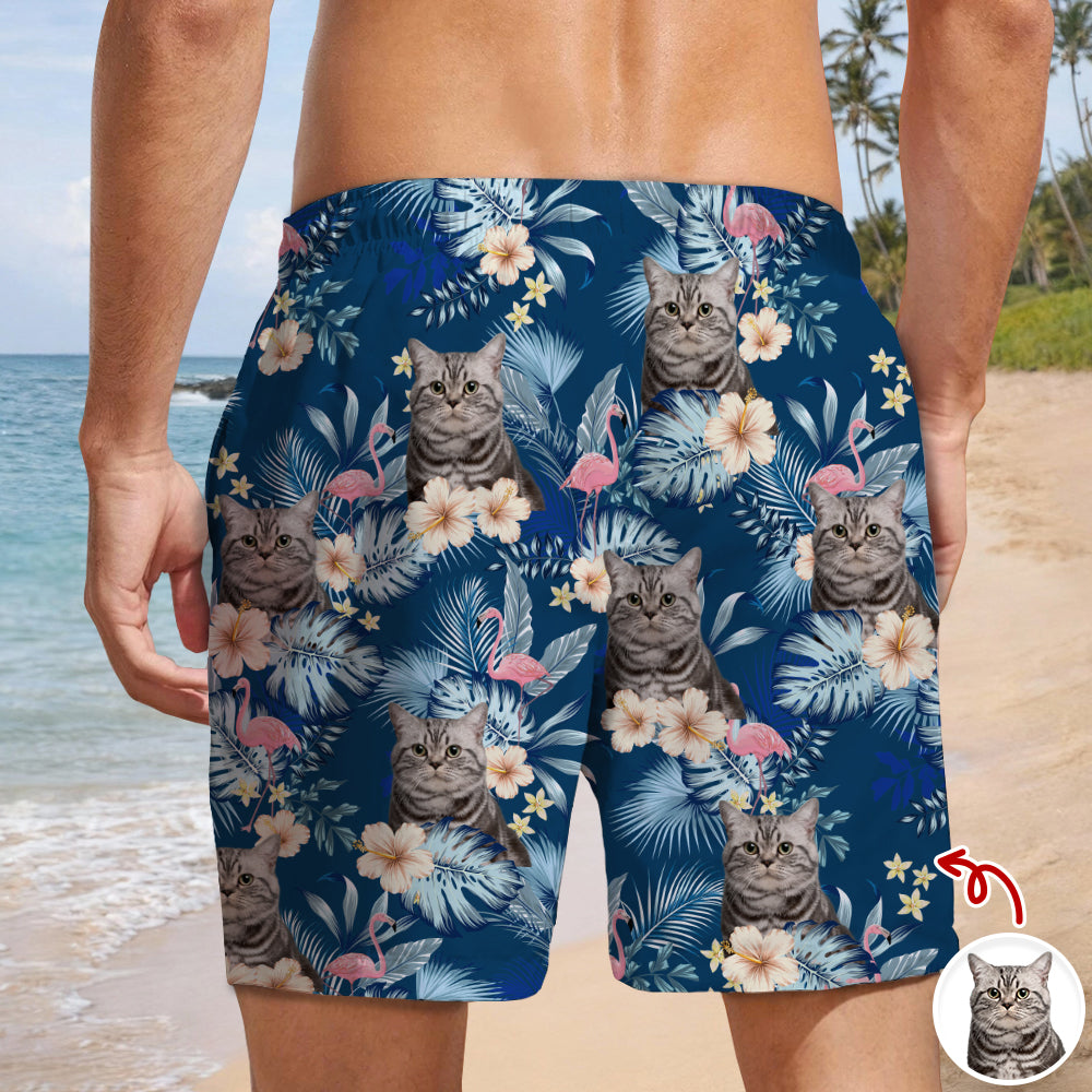 Custom Cat Photo Tropical Vacation Aloha Beach Short HO82 902458