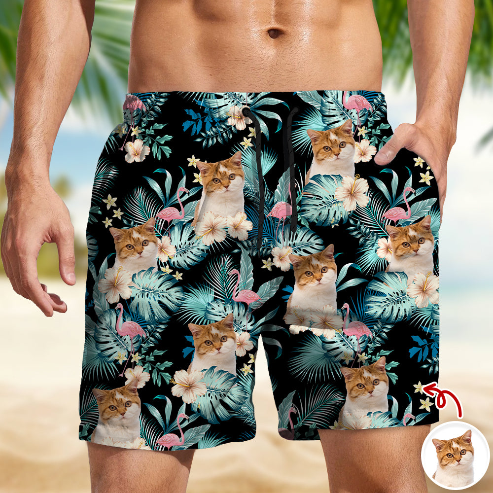 Custom Cat Photo Tropical Vacation Aloha Beach Short HO82 902458