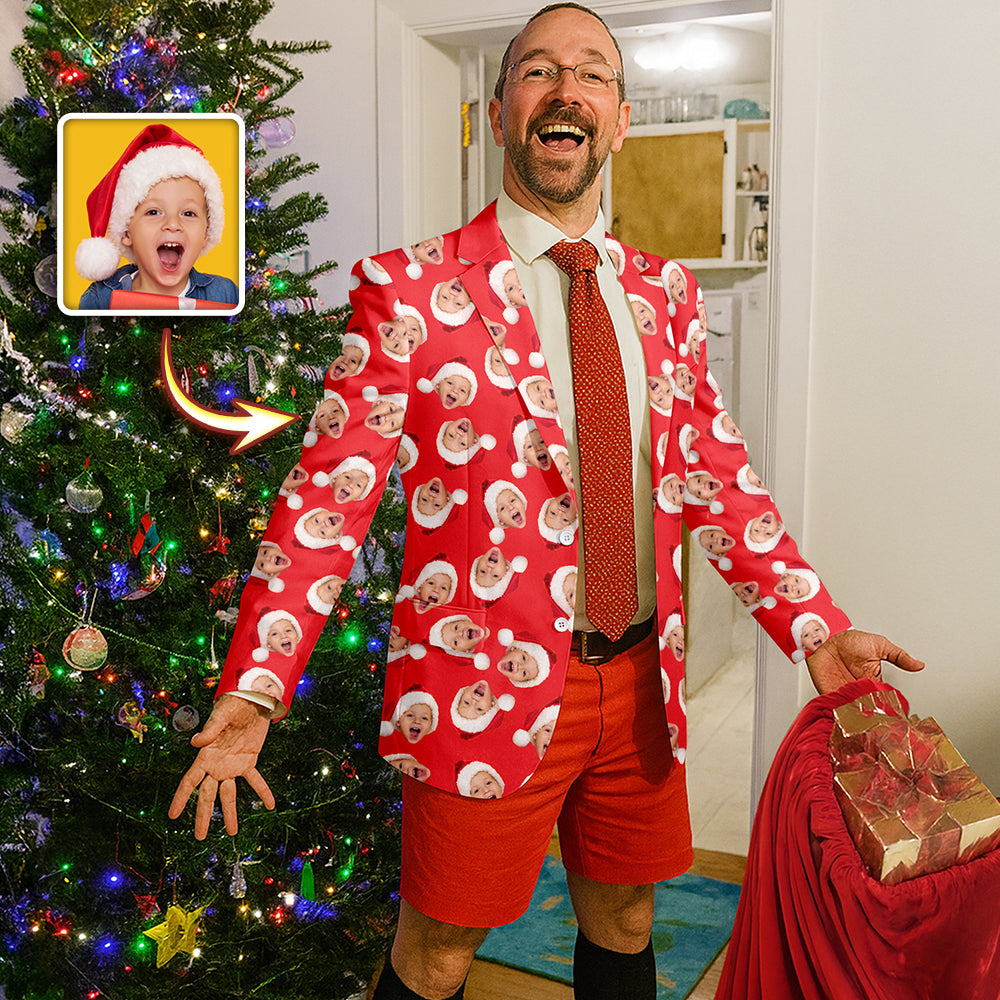 Custom Funny Face Photo Family Men's Suits, Christmas Gift For Dad, Mom, Kids HO82 900236