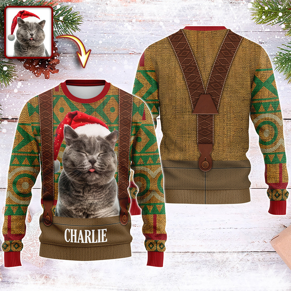 Custom Cat Photo Frozen Christmas Ugly Sweater For Cat Lovers CH07 899956