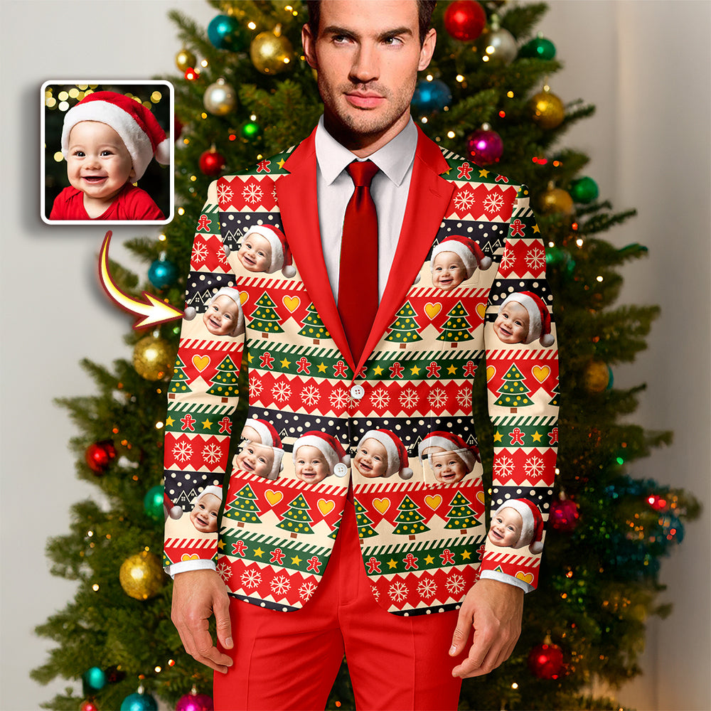 Custom Face Photo Family Men's Suits, Christmas Gift For Parents HO82 900238