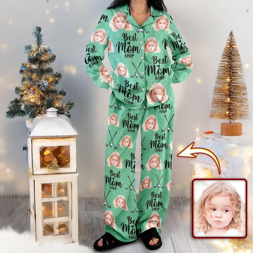 Custom Cute Photo Best Mom Ever Pajamas For Golf Loving LM32 895683