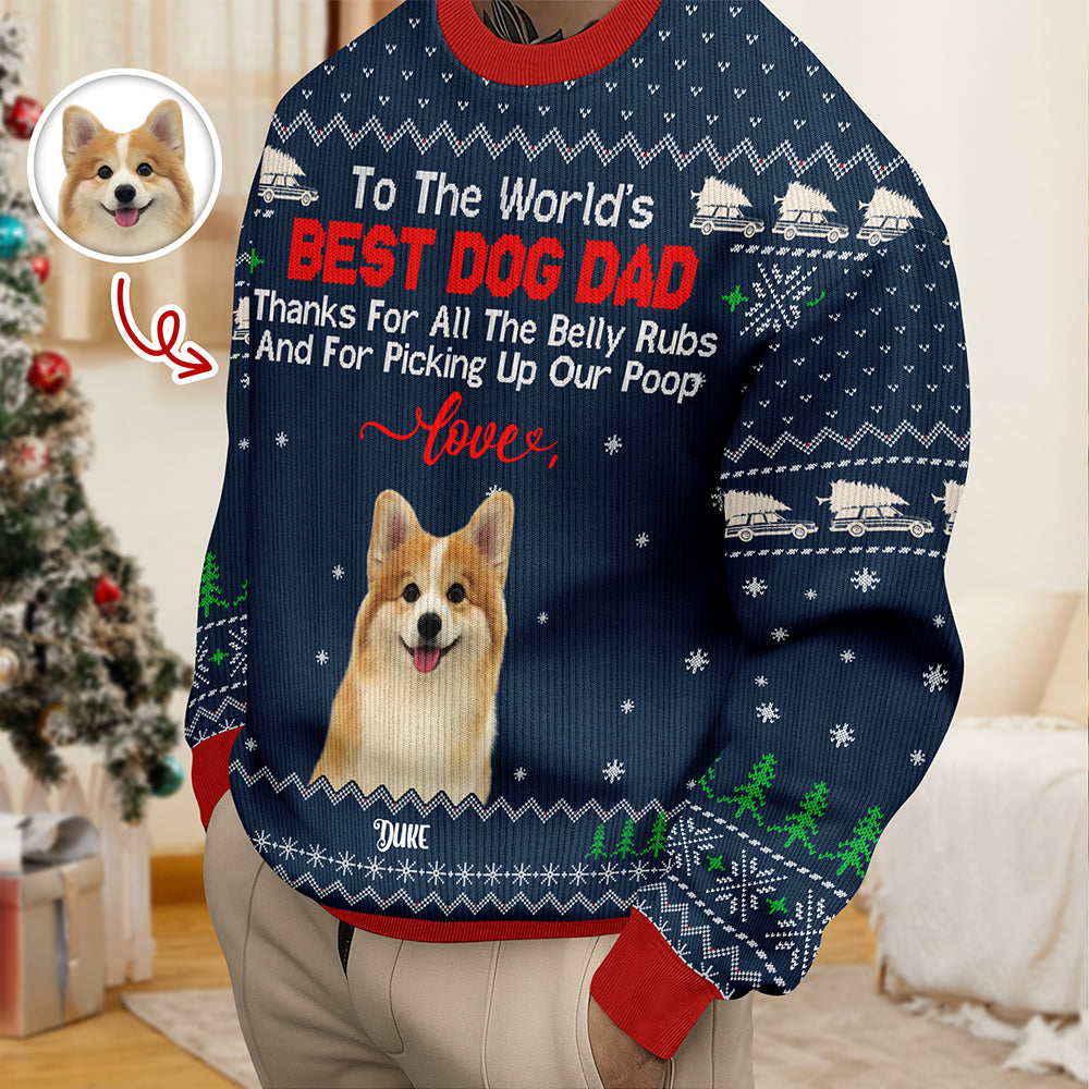 Custom Funny Dog Photo Thank For All The Belly Rubs Ugly Sweater LM32 895577