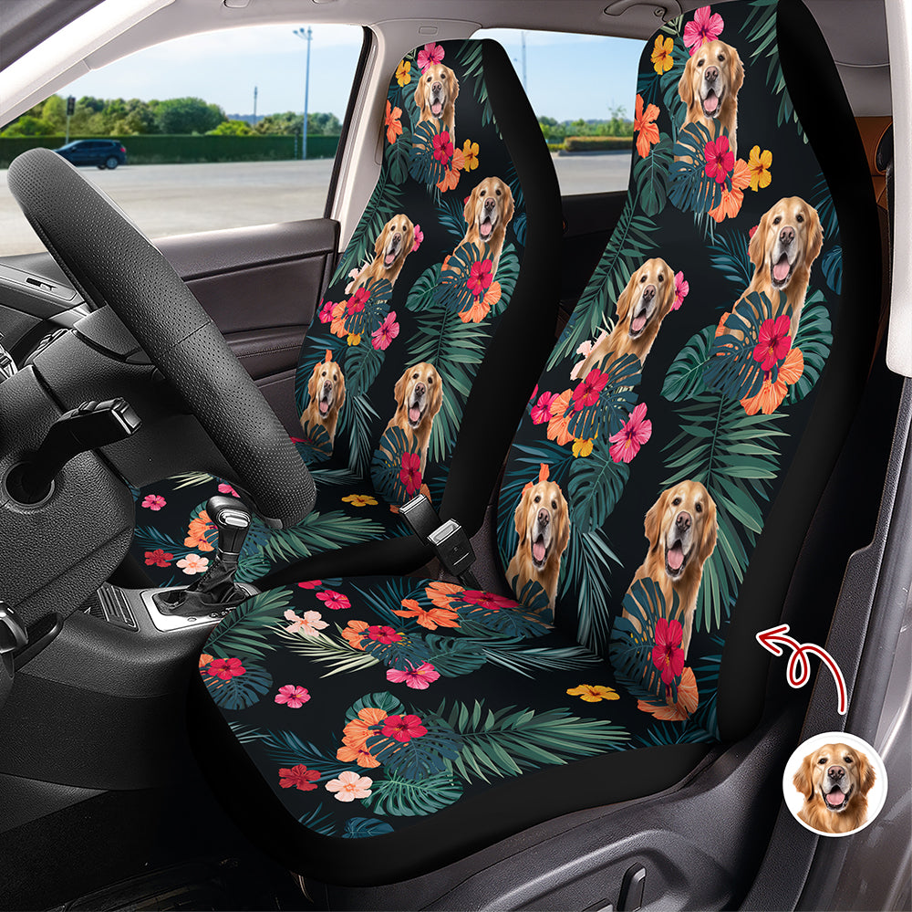 Custom Dog Photo Tropical Summer Pattern Car Seat Cover HO82 902390