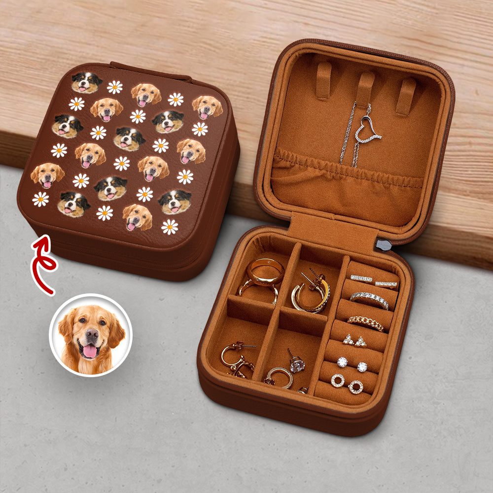 Custom Dog Cat Photo With Icon Travel Jewelry Box Gift For Mom TH10 169487