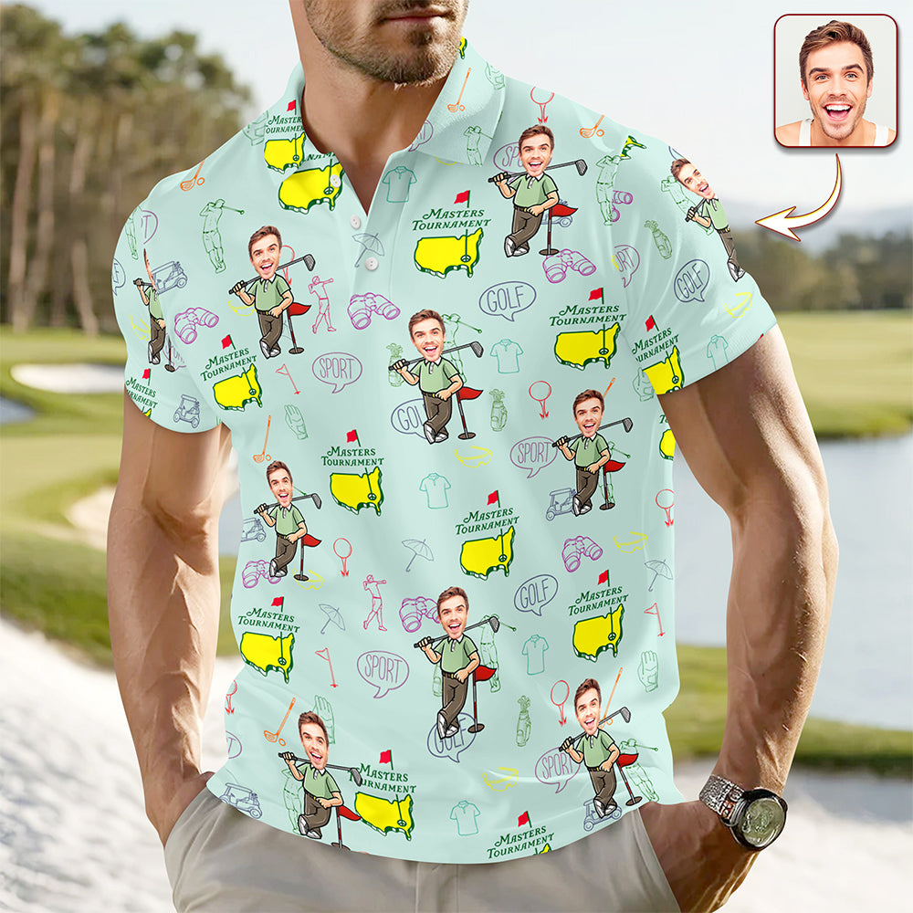 Custom Funny Face Golf Masters Tournament Polo Shirt Personalized Gift For Golfer LM32 897621