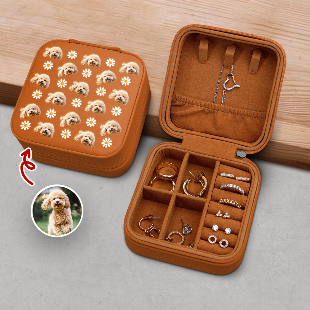 Custom Dog Cat Photo With Icon Travel Jewelry Box Gift For Mom TH10 169487