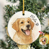 Custom Dog Photo Watercolor Potrait Keepsake Ceramic Ornament LM32 895607