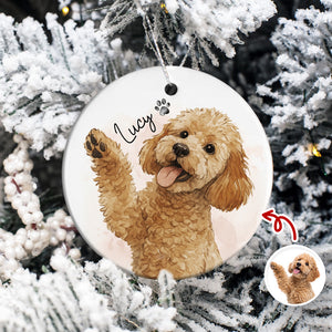 Custom Dog Photo Watercolor Potrait Keepsake Ceramic Ornament LM32 895607