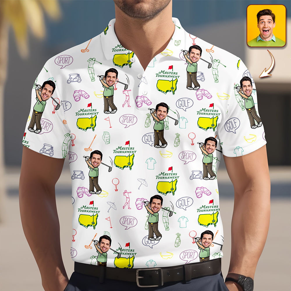 Custom Funny Face Golf Masters Tournament Polo Shirt Personalized Gift For Golfer LM32 897621