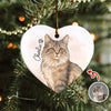 Custom Cat Photo Watercolor Potrait Keepsake Heart Shaped Ceramic Ornament LM32 895609