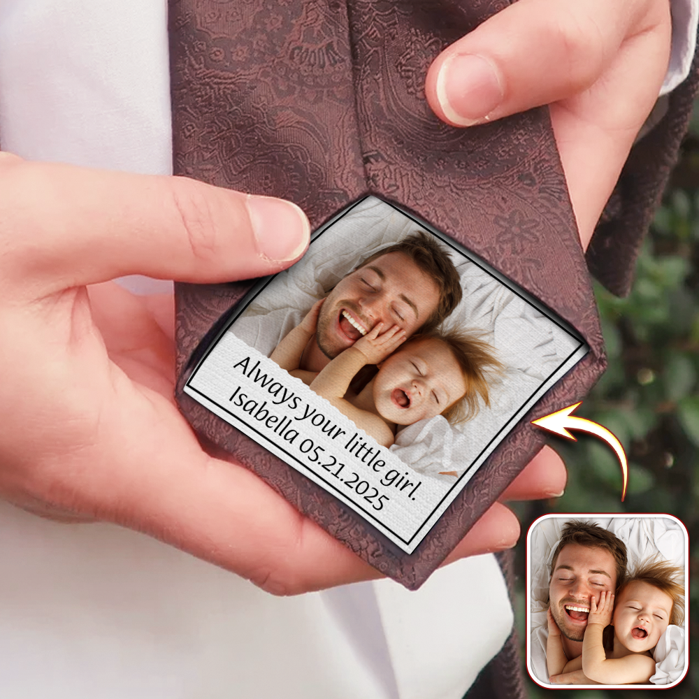 Custom Photo Always Your Little Girl Tie Patch For Men Father of the Bride HA75 897900