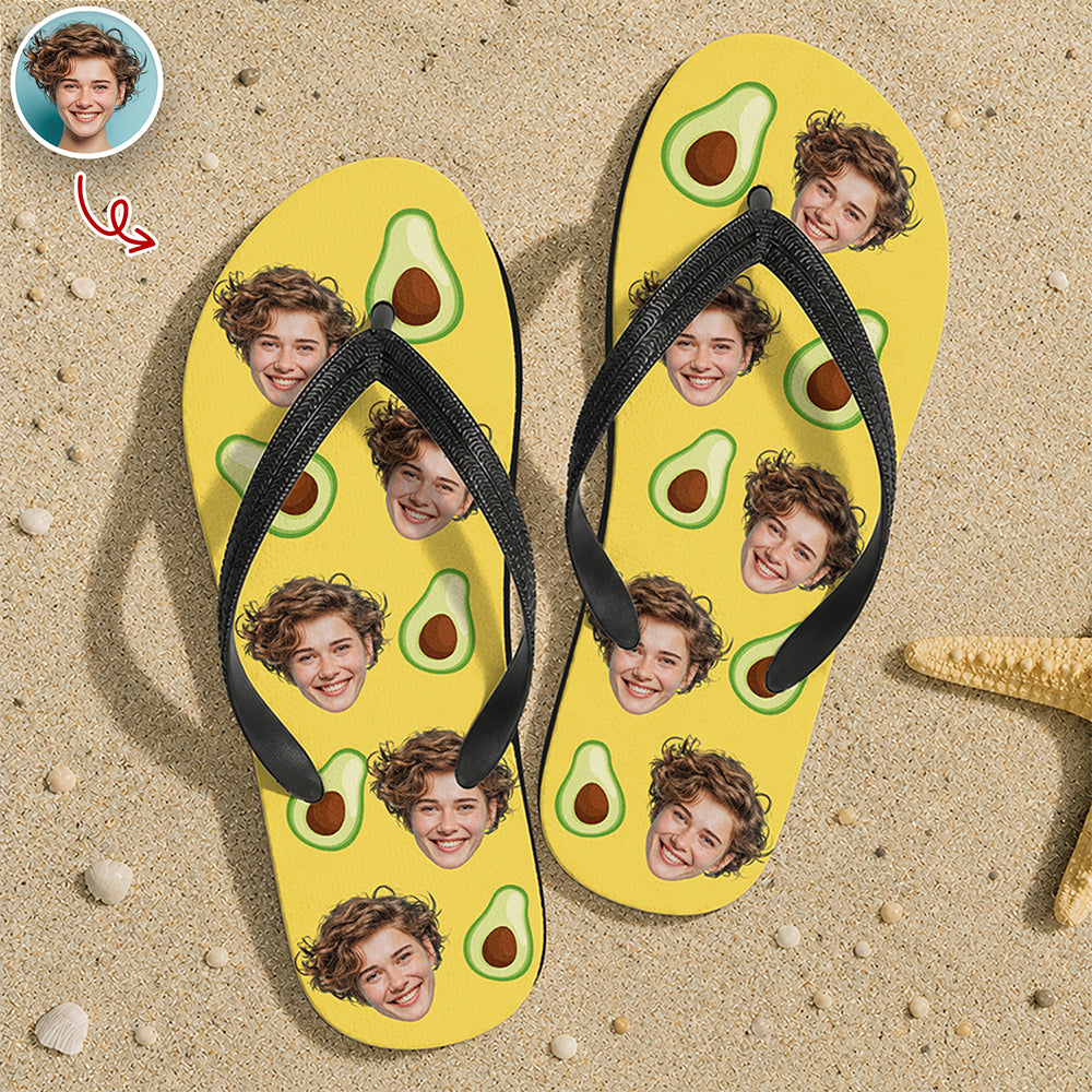 Custom Photo Tropical Summer Pattern Flip Flops - Personalized Beach Gift CH07 911604