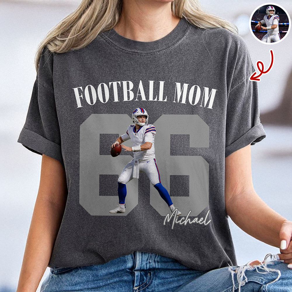 Personalized Vintage Photo Football Mom, Sport Mom Comfort Shirt HA75 921594