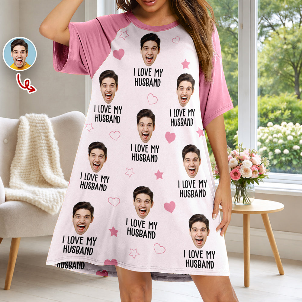 Custom Face Photo I Love My Husband Nightgown LM32 899661