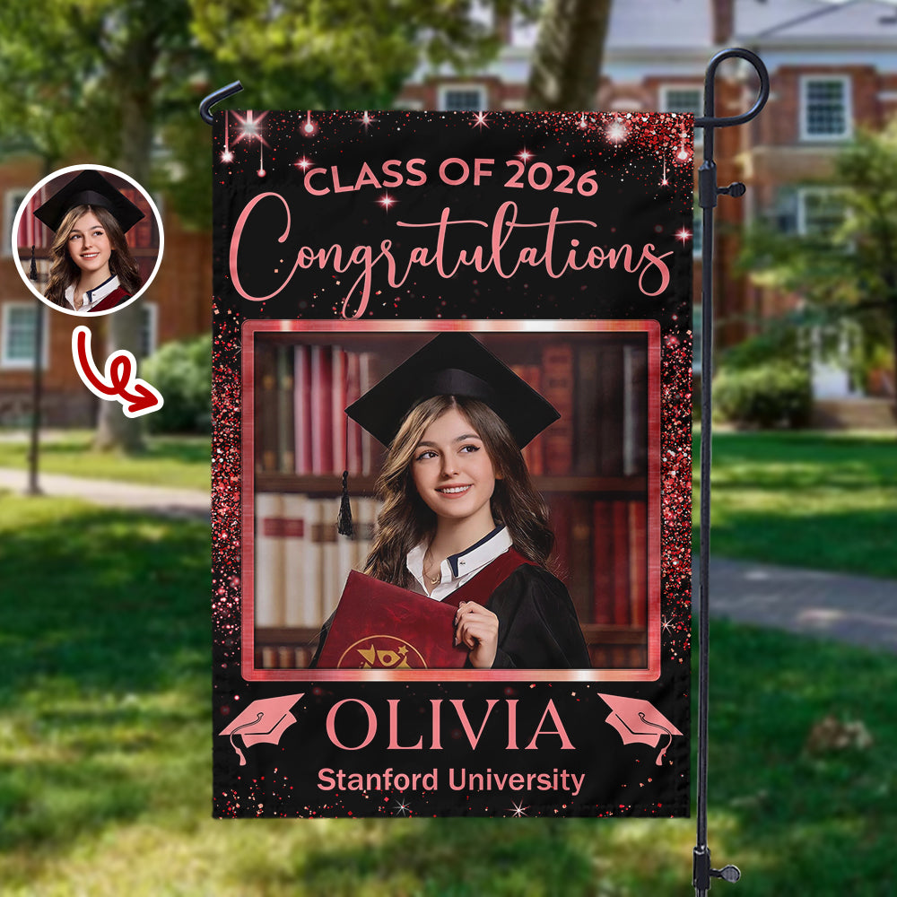 Personalized Photo Graduation Garden Flag – Class of 2026 Custom Name Yard Flag TH10 169019