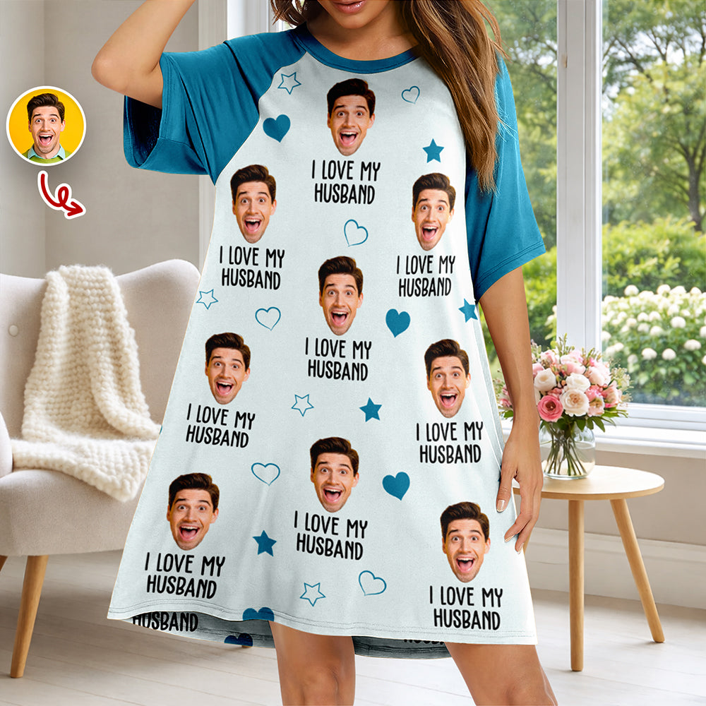 Custom Face Photo I Love My Husband Nightgown LM32 899661