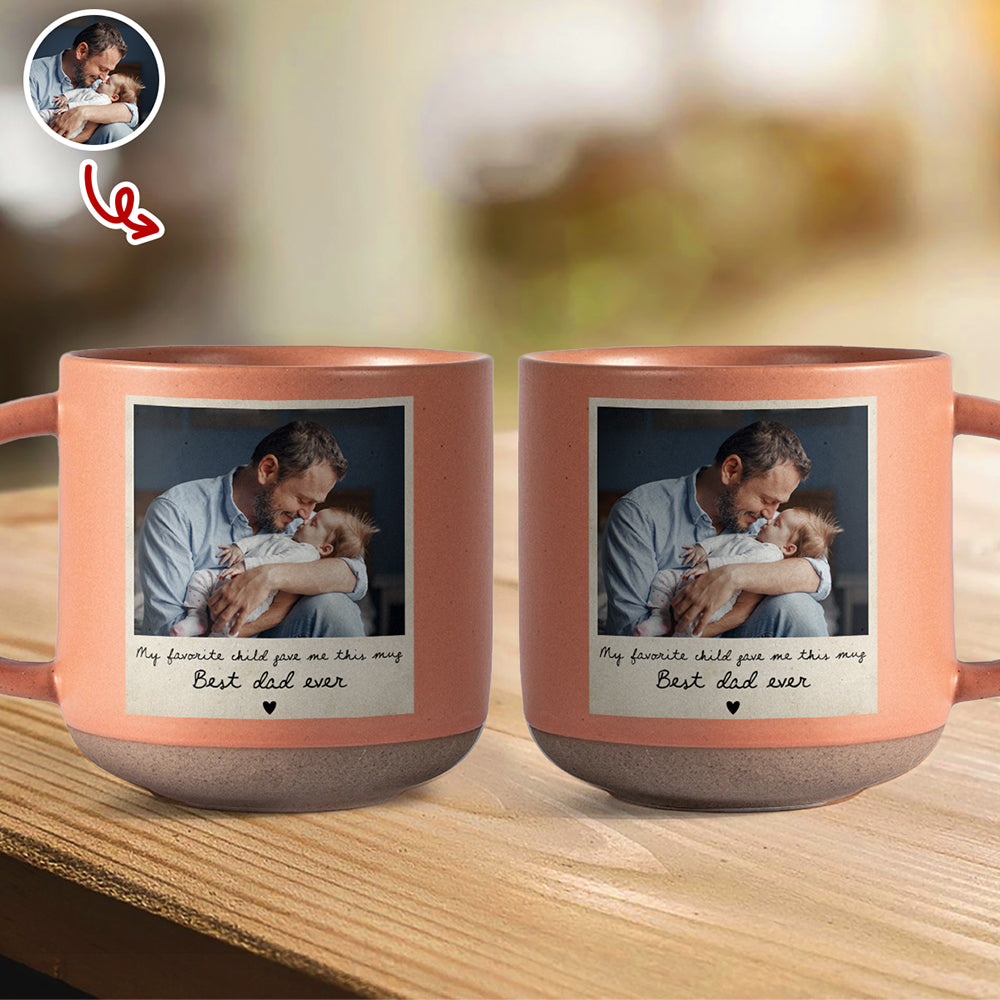 Custom Photo Dad And Kid Pottery Mug - Personalized Father’s Day Gift HO82 902382