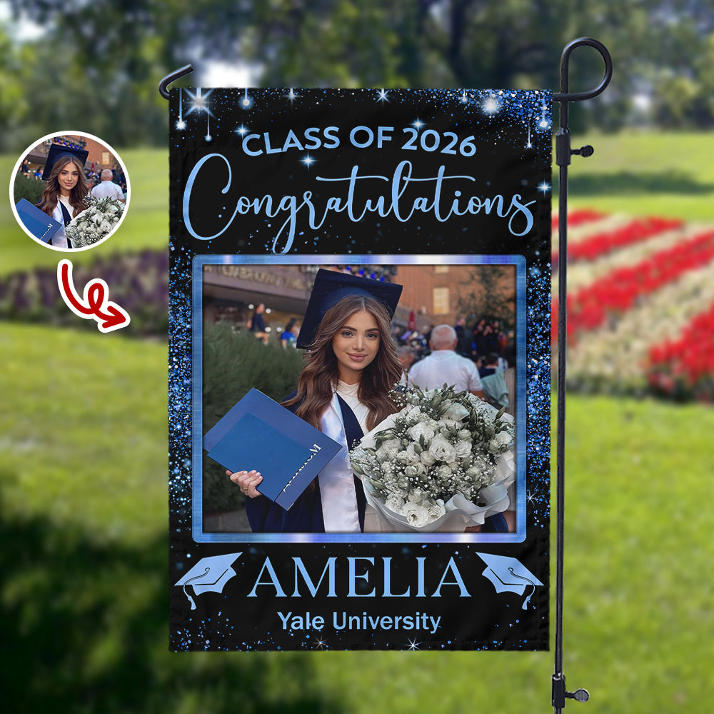 Personalized Photo Graduation Garden Flag – Class of 2026 Custom Name Yard Flag TH10 169019