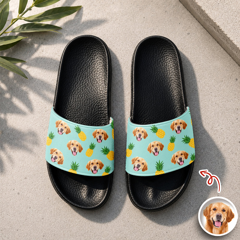 Custom Pet Face Tropical Fruit Slide Sandals Gift For Pet Lovers CH07 911616