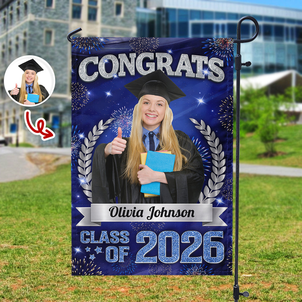 Custom Photo Congrats Graduation Class of 2026 Garden Flag Decor For Graduation Party CH07 910842
