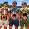 Funny Shocked Animal Face 3D T-Shirt Novelty Graphic Tee CH07 180792