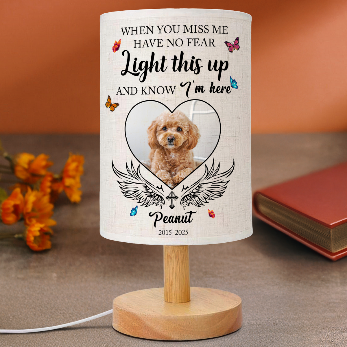 Custom Photo Love Never Leaves, It Lights Up Forever - Memorial Personalized Fabric Lamp CH07 895838