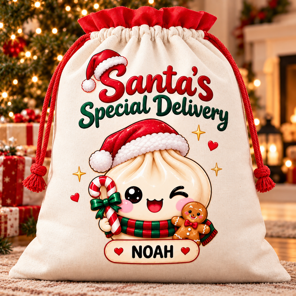 Personalized Dumpling Dim Sum Christmas Sacks Special Delivery For Kids Christmas Gift CH07 180760