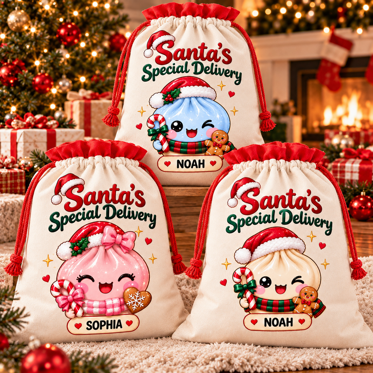 Personalized Dumpling Dim Sum Christmas Sacks Special Delivery For Kids Christmas Gift CH07 180760
