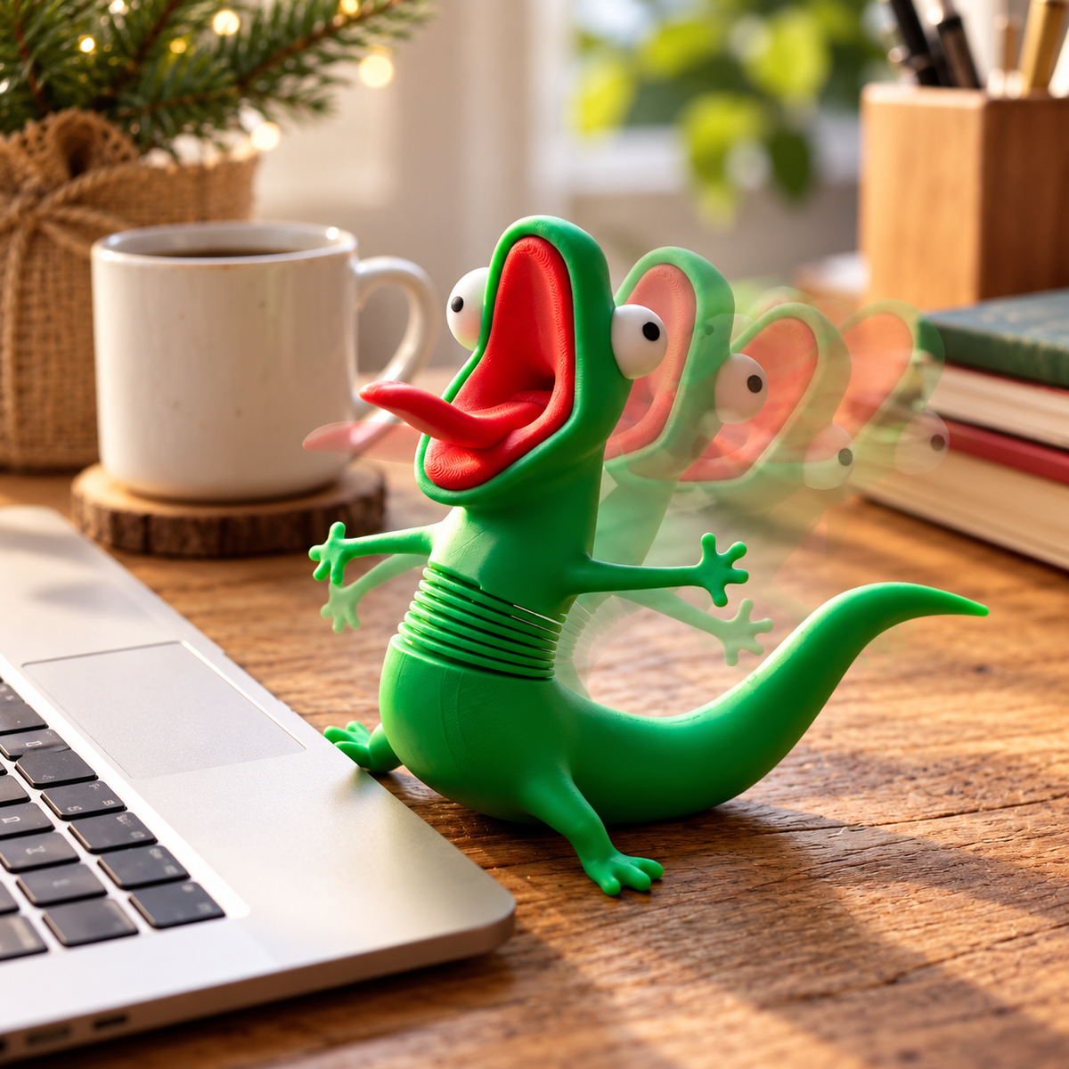 Shaking Lizard Toy Funny Motorcycle Rider Gift Kinetic Spring Animal Desk Decor CH07 180868