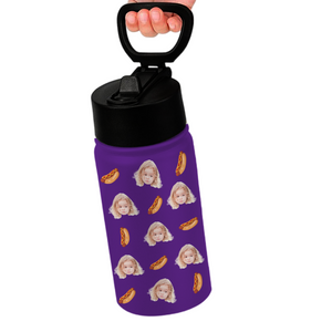 Custom Face Photo With Icon Back To School Water Bottle For Kid TH10 894245