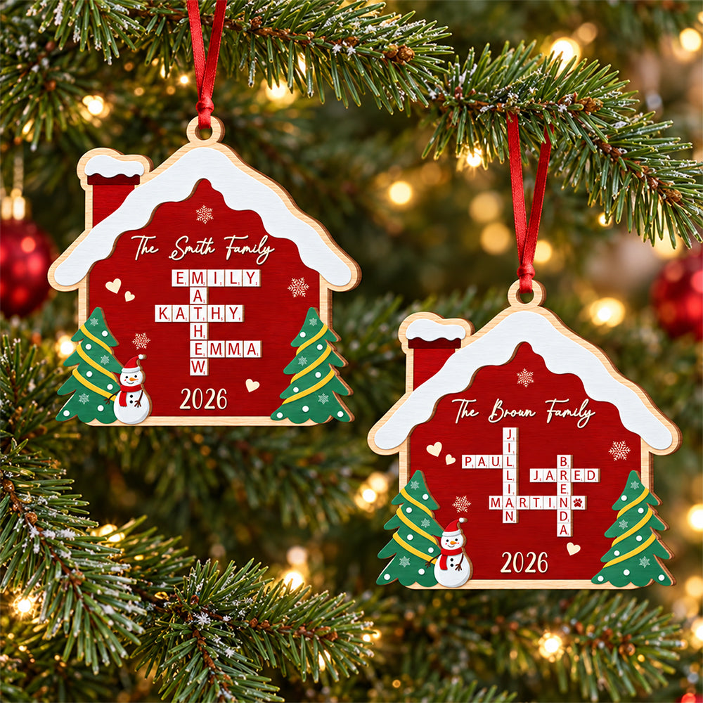Personalized Family Crossword Puzzle Layered Wood Ornament, Family Keepsake, Christmas Gifts HA75 919282