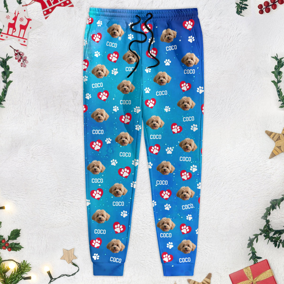 Custom Photo Dog Cat With Paw Icon Pet Sweatpants T286