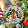Custom Dog Photo Paws Make Life Bright Stained Glass Design Ceramic Ornament LM32 669981